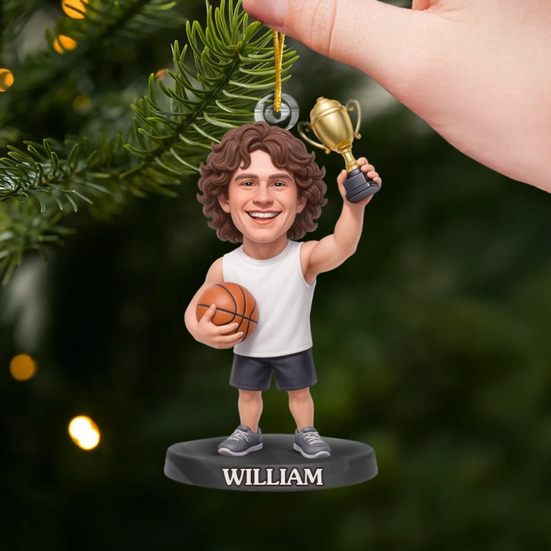 Custom Photo Acrylic Ornament - Personalized Christmas Birthday Sport Gifts For Sports Lovers - Holiday Hustle, Championship Muscle