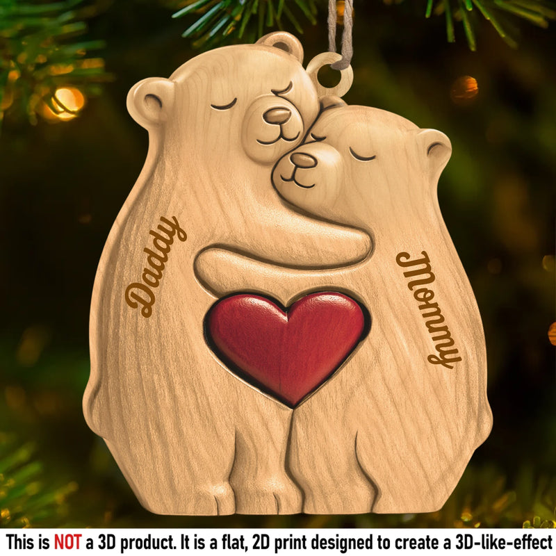 Custom Wood Ornament - Personalized Christmas Birthday Gifts For Mom, Dad, Kids - Our Little Bear Clan