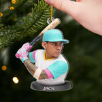 Custom Photo Acrylic Ornament - Personalized Christmas Birthday Sport Gifts For Sports Lovers - Holiday Homerun Hitter