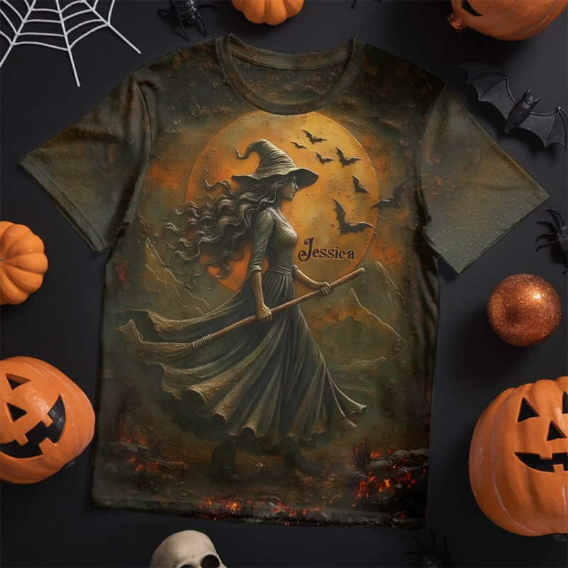 Custom Unisex T-shirt - Personalized Halloween Costume Witchy Gifts For Besties, Sisters, BFF, Family, Yourself - Magic Flows Through My Soul