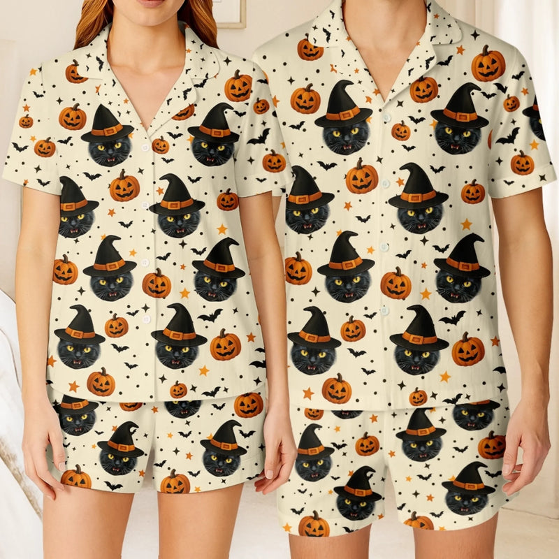 Custom Photo Short Pajama Set - Personalized Halloween Birthday Gifts For Dog Cat Lovers, Dog Dad And Mom, Cat Owners - Too Cute To Spook