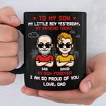Custom Black Mug - Personalized Birthday Gifts For Dad, Son - Two Generations One Bond