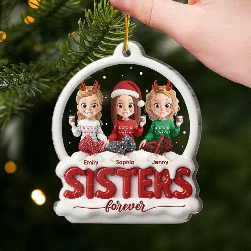 Custom Acrylic Ornament - Personalized Best Friend Christmas Birthday Gifts For Women, Besties, Sisters, BFF - Bestie Nights Glow With Cheer