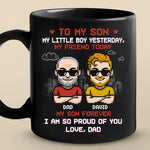 Custom Black Mug - Personalized Birthday Gifts For Dad, Son - Two Generations One Bond
