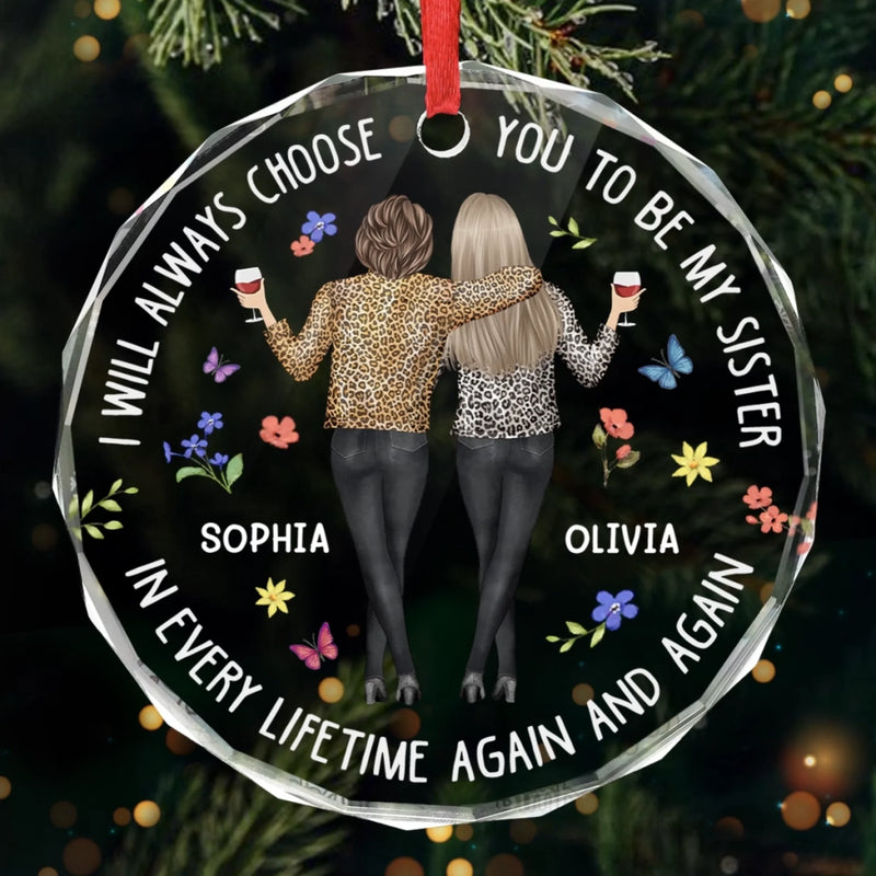 Custom Circle Glass Ornament - Personalized Best Friend Christmas Birthday Gifts For Women, Besties, Sisters, BFF - Christmas Is Better With Besties