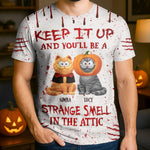 Custom Name Halloween Cat Gifts for Cat Lovers - Personalized AOP T-shirt