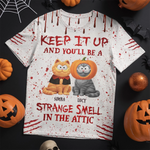 Custom Name Halloween Cat Gifts for Cat Lovers - Personalized AOP T-shirt