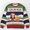 Custom Unisex Ugly Sweatshirt - Personalized  Christmas Birthday Gifts For Cat Lovers, Cat Mom And Dad - Whiskers In The Snow