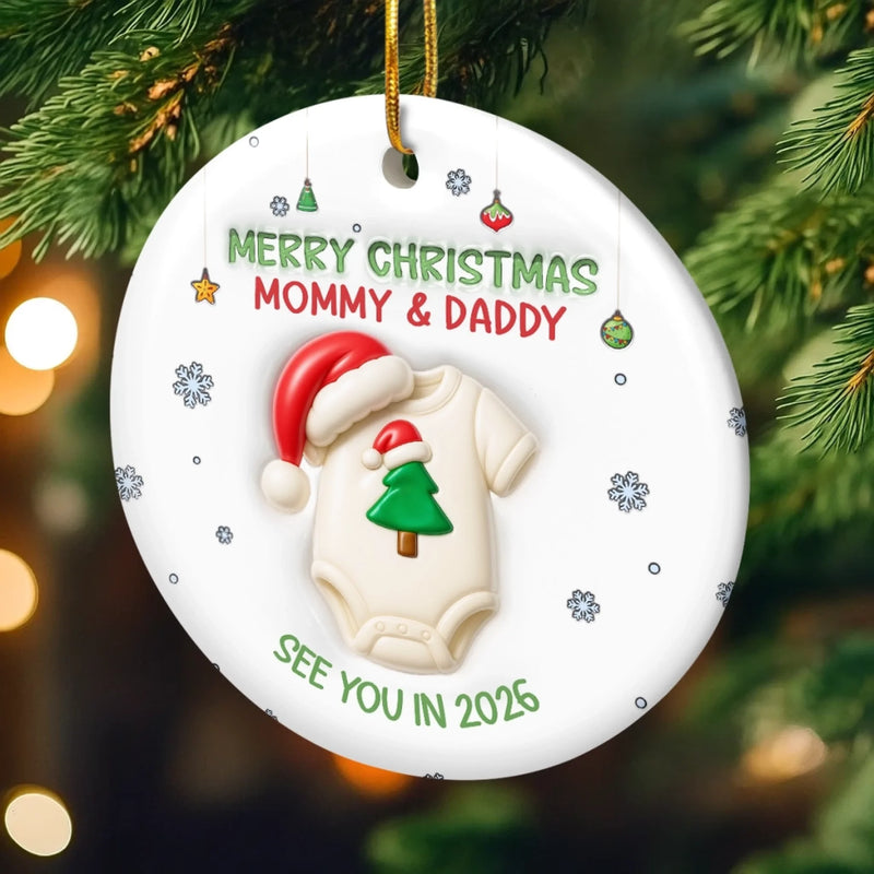 Custom Ceramic Ornament - Personalized Christmas Baby Shower, Gender Reveal Gifts For New Moms, New Dads, New Parents - A Little Star Is Born