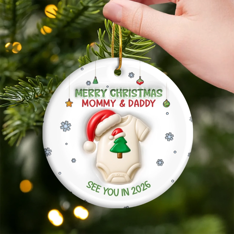 Custom Ceramic Ornament - Personalized Christmas Baby Shower, Gender Reveal Gifts For New Moms, New Dads, New Parents - A Little Star Is Born