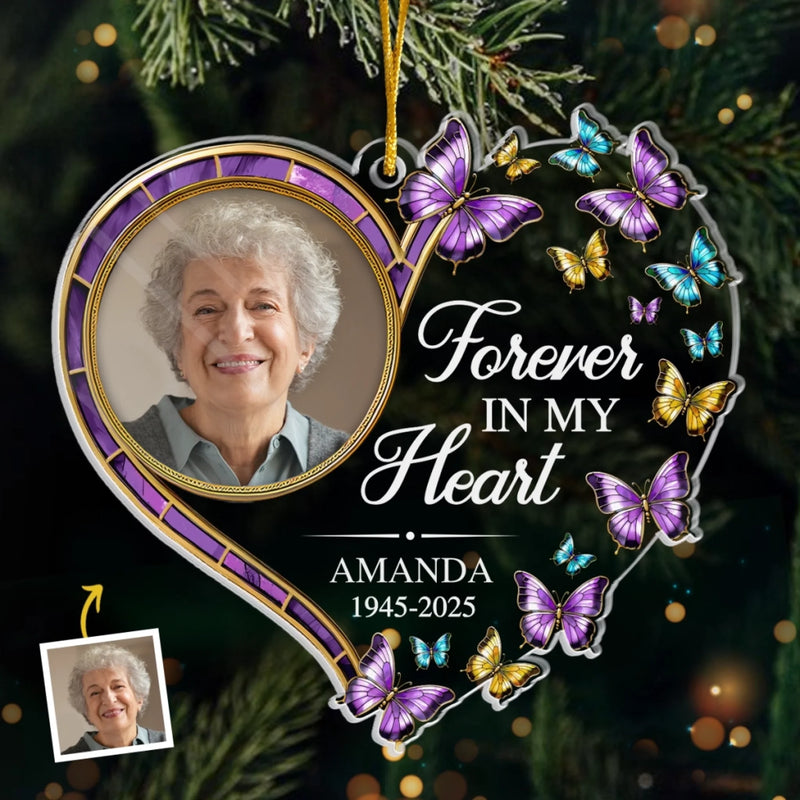 Custom Photo Acrylic Ornament - Personalized Christmas Memorial Sympathy Gifts For Loss Of Mom, Dad - A Life Cherished Always Remembered