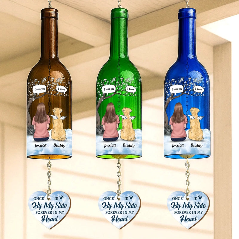 Custom Wine Bottle Wind Chime - Personalized Pet Memorial Sympathy Gifts For Dogs - My Dog My Forever Angel