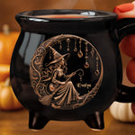 Custom 12oz Ceramic Cauldron Coffee Mug - Personalized Halloween Witchy Gifts For Besties, Sisters, BFF, Family, Yourself - Moonlit Witch Magic