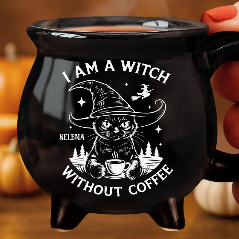Custom 12oz Ceramic Cauldron Coffee Mug - Personalized Halloween Witchy Gifts For Besties, Sisters, BFF, Family, Yourself - Midnight Sorcery