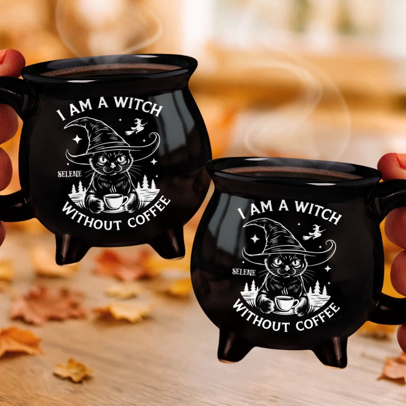 Custom 12oz Ceramic Cauldron Coffee Mug - Personalized Halloween Witchy Gifts For Besties, Sisters, BFF, Family, Yourself - Midnight Sorcery