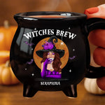 Custom 12oz Ceramic Cauldron Coffee Mug - Personalized Halloween Witchy Gifts For Witch Lovers, Sisters, BFF - She Drinks Like A Queen, But Hexes Like A Goddess