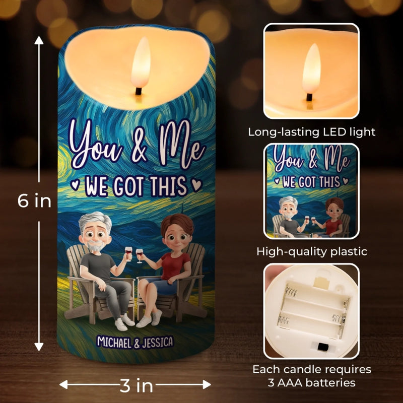 Custom LED Candle - Personalized Anniversary Wedding Gifts For Husband And Wife, Him And Her - Our Love Lights The Night