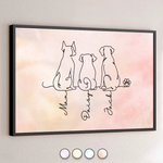 Custom Line Art Horizontal Poster - Personalized Pet Memorial Sympathy Gifts For Dogs - Furry Souls, Endless Love