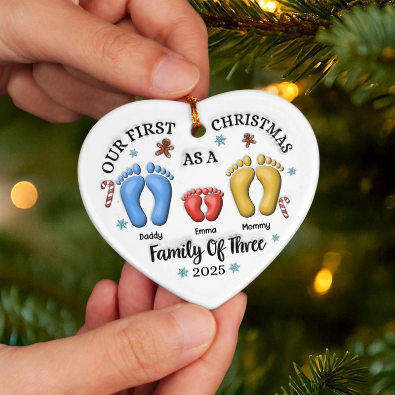 Custom Ceramic Ornament - Personalized Christmas Birthday Gifts For Mom, Dad, Kids - Together We Are Stronger