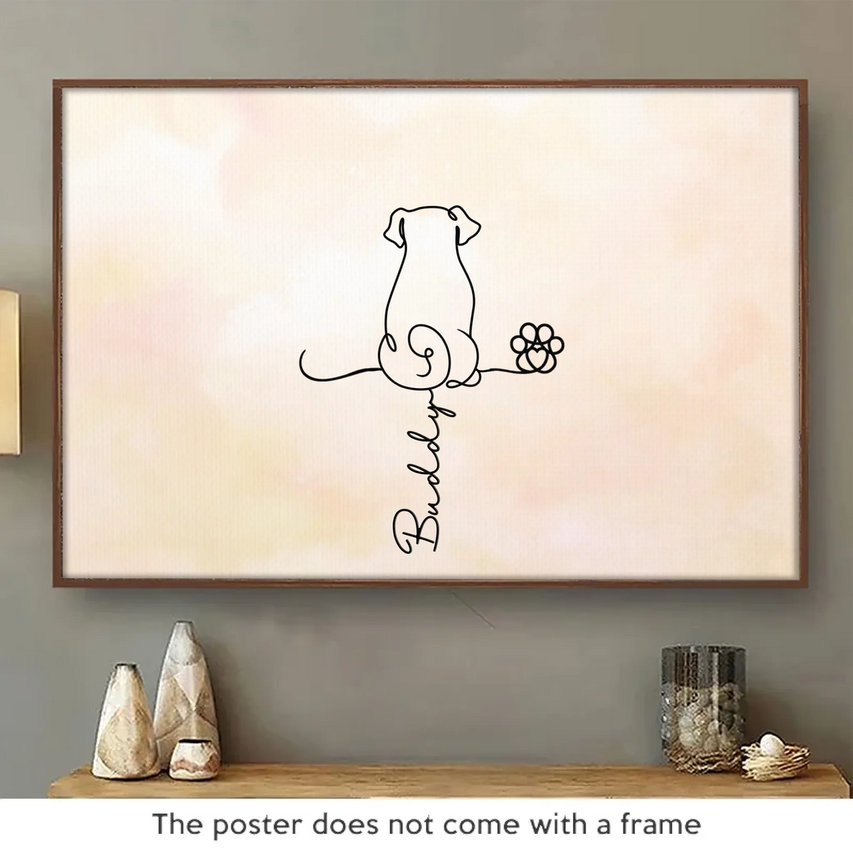 Custom Line Art Horizontal Poster - Personalized Pet Memorial Sympathy Gifts For Dogs - Furry Souls, Endless Love
