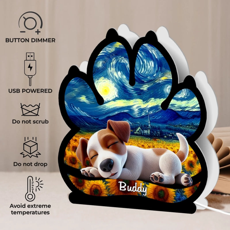 Custom Starry Night Shaped Light Box - Personalized Pet Memorial Sympathy Gifts For Dogs - Light Of Love