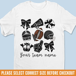 Custom Football Cheer Mom T-shirt, Hoodie - Personalized Birthday Football Gifts For American Football Players, Cheerleader, Football Lovers, Football Mom, Football Grandparent, - American Football Coquette Bow Team