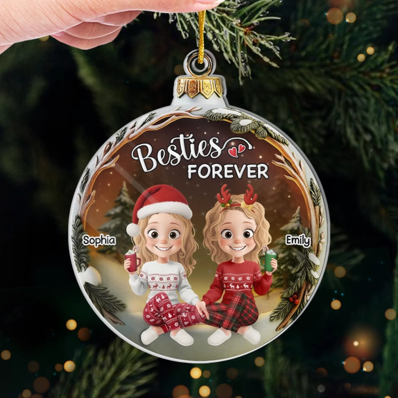 Custom Acrylic Ornament - Personalized Best Friend Christmas Birthday Gifts For Women, Besties, Sisters, BFF - Friendship Lights My Holiday