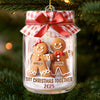 Custom First Christmas Acrylic Ornament - Personalized Anniversary Christmas Wedding Gifts For Husband And Wife, Him And Her - Gingerbread Hearts Together