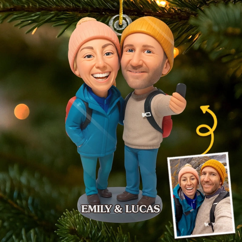 Custom Photo Acrylic Ornament - Personalized Christmas Birthday Camping Gifts For Campers, Husband And Wife, Him And Her - Under The Stars We Wander