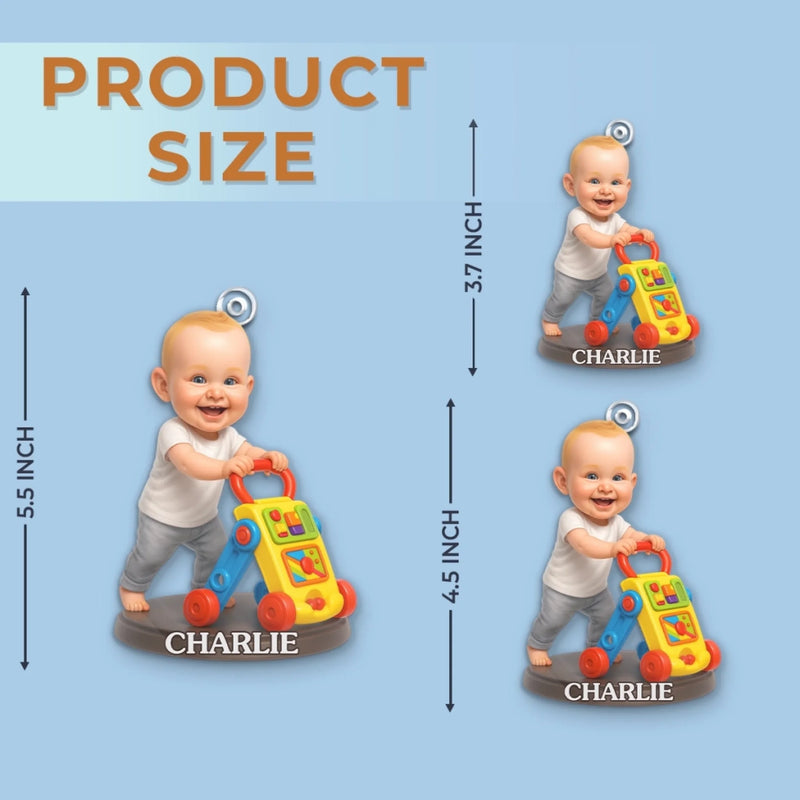 Custom Photo Acrylic Ornament - Personalized Christmas Baby Shower, Gender Reveal Gifts For New Moms, New Dads, New Parents - Tiny Steps Big Love Ahead
