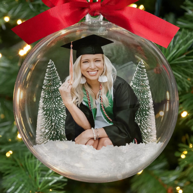 Custom Photo 3D Acrylic Ball Ornament - Personalized Christmas Graduation Gifts For Him, Her - Sleighing Graduation Day