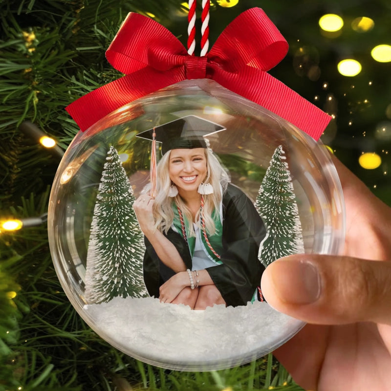 Custom Photo 3D Acrylic Ball Ornament - Personalized Christmas Graduation Gifts For Him, Her - Sleighing Graduation Day