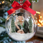 Custom Photo 3D Acrylic Ball Ornament - Personalized Christmas Graduation Gifts For Him, Her - Sleighing Graduation Day