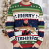 Custom Photo Unisex Ugly Sweatshirt - Personalized Christmas Birthday Fishing Gifts For Fisherman - Merry Fishman