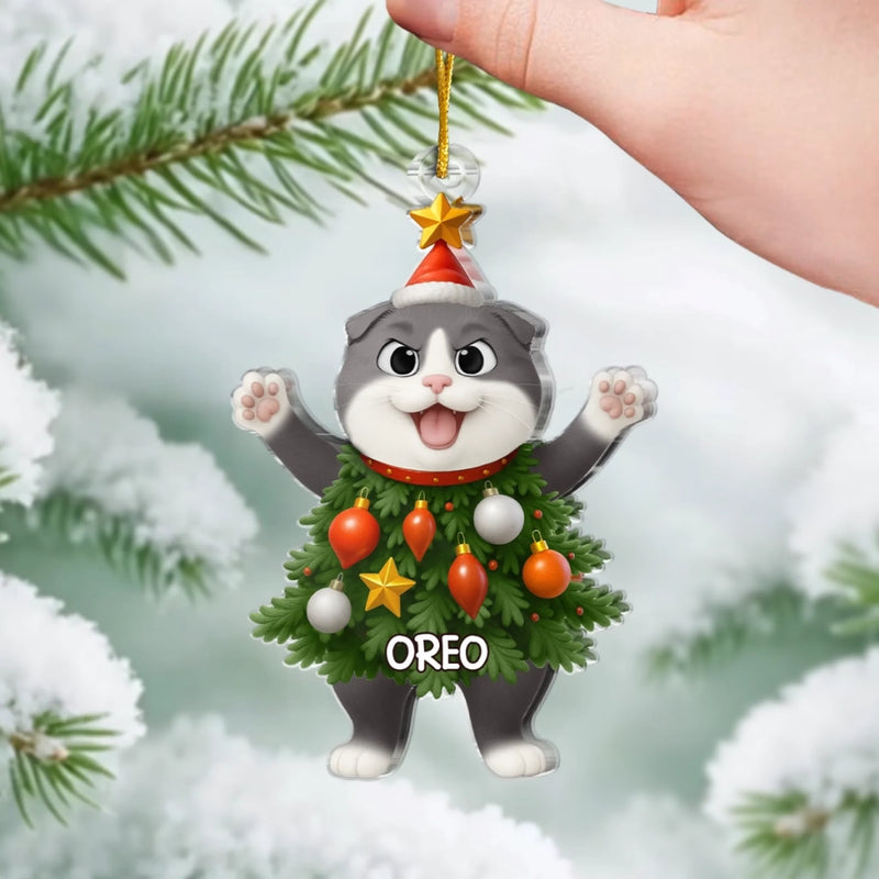 Custom Acrylic Ornament - Personalized Christmas Birthday Gifts For Cat Lovers, Cat Mom And Dad - Paws Make Holidays Warmer