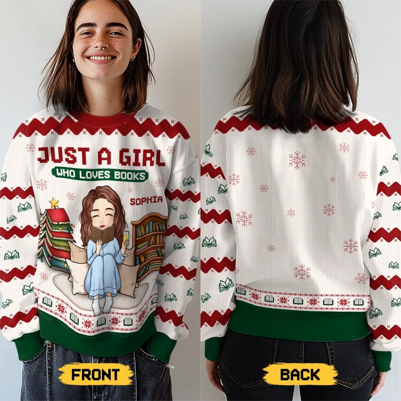 Custom Unisex Ugly Sweatshirt - Personalized  Christmas Bookish Gifts For Book Lovers, Bookworms, Readers - Santa Knows I’d Rather Be Reading