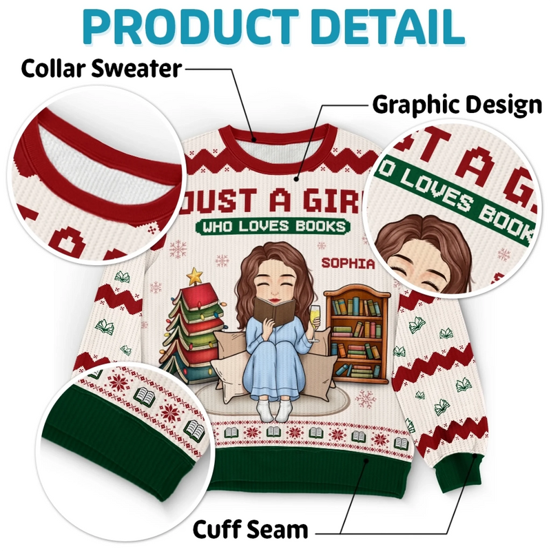Custom Unisex Ugly Sweatshirt - Personalized  Christmas Bookish Gifts For Book Lovers, Bookworms, Readers - Santa Knows I’d Rather Be Reading
