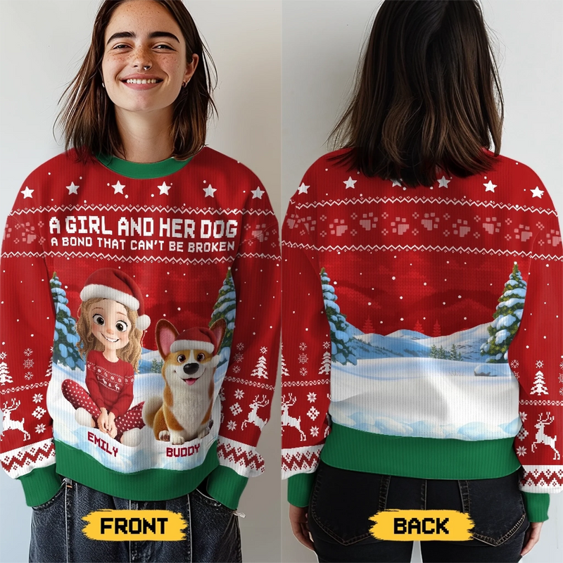 Custom Unisex Ugly Sweatshirt - Personalized  Christmas Birthday Gifts For Dog Lovers, Dog Dad And Mom - Festive Fur Baby Love