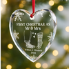 Custom First Christmas Heart Glass Ornament - Personalized Anniversary Christmas Wedding Gifts For Husband And Wife, Him And Her - A Season Of Love