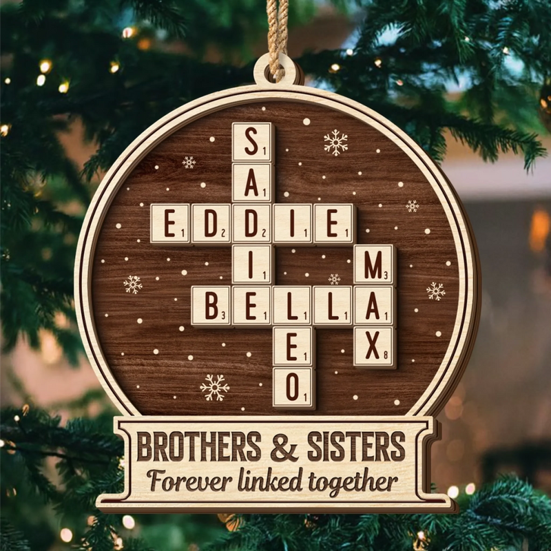 Custom Double Layer Wooden Ornament - Personalized Christmas Birthday Gifts For Brother, Sister - Laughter Flows When We Are Together