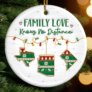 Custom Long Distance Ceramic Ornament - Personalized Christmas Birthday Gifts For Mom, Dad, Brother, Sister, Kids - Always Connected No Matter The Miles