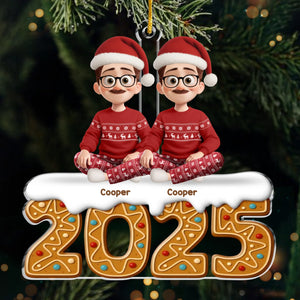 Custom Acrylic Ornament - Personalized Engaged Anniversary Christmas Wedding Gifts For Husband And Wife, Him And Her - Love Wrapped In Lights