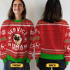 Custom Unisex Ugly Sweatshirt - Personalized  Christmas Birthday Gifts For Dog Lovers, Dog Dad And Mom - Service Human On Duty