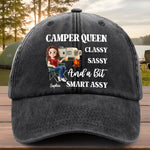 Custom Vintage Washed Denim Baseball Cap - Personalized Birthday Camping Gifts For Campers - Sassy Camper Life