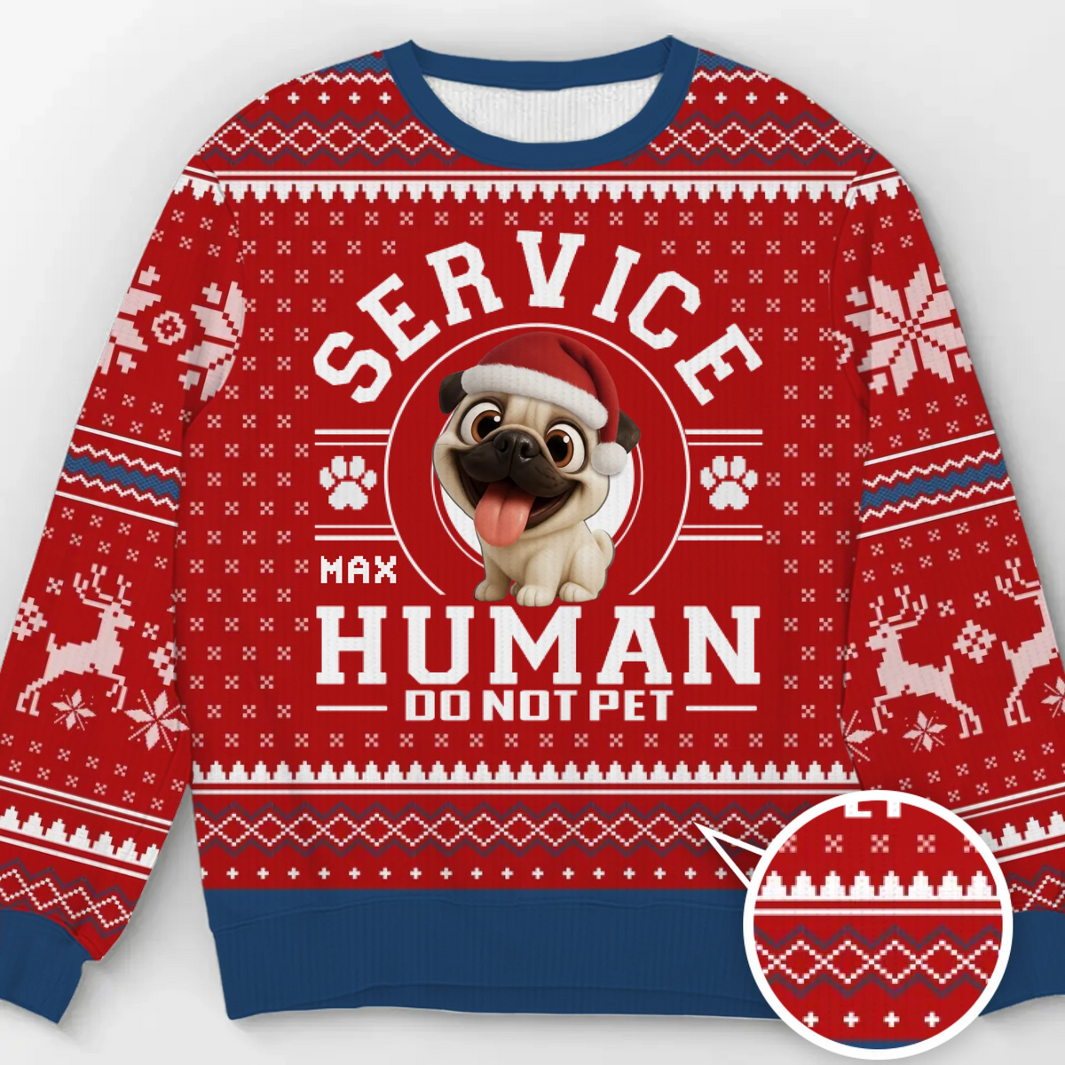 Custom Unisex Ugly Sweatshirt - Personalized  Christmas Birthday Gifts For Dog Lovers, Dog Dad And Mom - Service Human On Duty