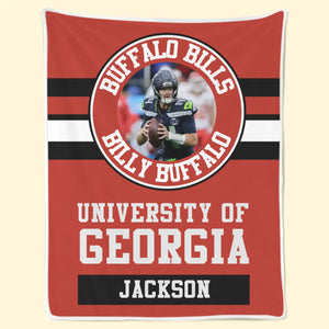 Custom Photo Football Blanket - Personalized Gift For Birthday, Football Football Lovers, NFL Fans, Sport Lovers, Senior Graduation Gift - University Logo And Team