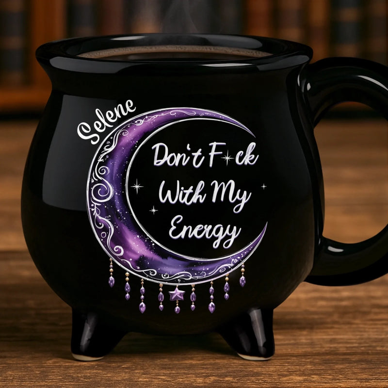 Custom 12oz Ceramic Cauldron Coffee Mug - Personalized Halloween Witchy Gifts For Besties, Sisters, BFF, Family, Yourself - Boss Witch Energy
