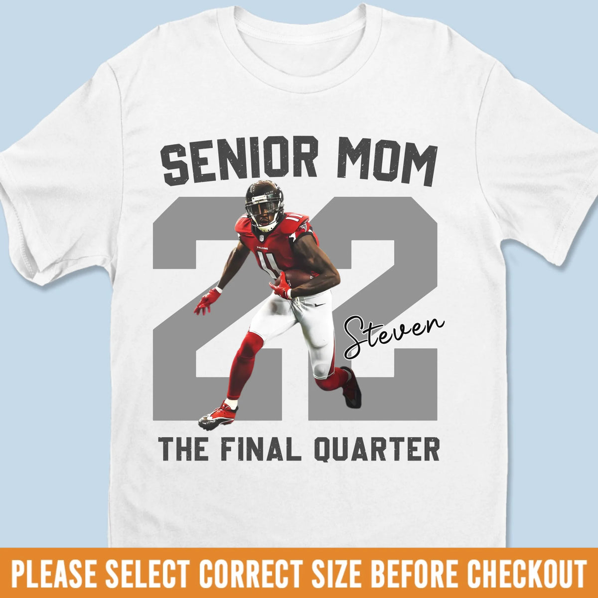 Upload Photo Football Senior Mom T-shirt, Hoodie - Personalized Birthday Football Gifts For Mom, American Football Players, Football Lovers, NFL Fans - Final Quarter Senior Mom