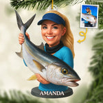 Custom Photo Acrylic Ornament - Personalized Christmas Birthday Fishing Gifts For Fisherman - Hooked On Happiness