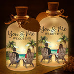 Custom Glass Bottle LED Light - Personalized Anniversary Wedding Gifts For Husband And Wife, Him And Her - Hand In Hand, No Matter What